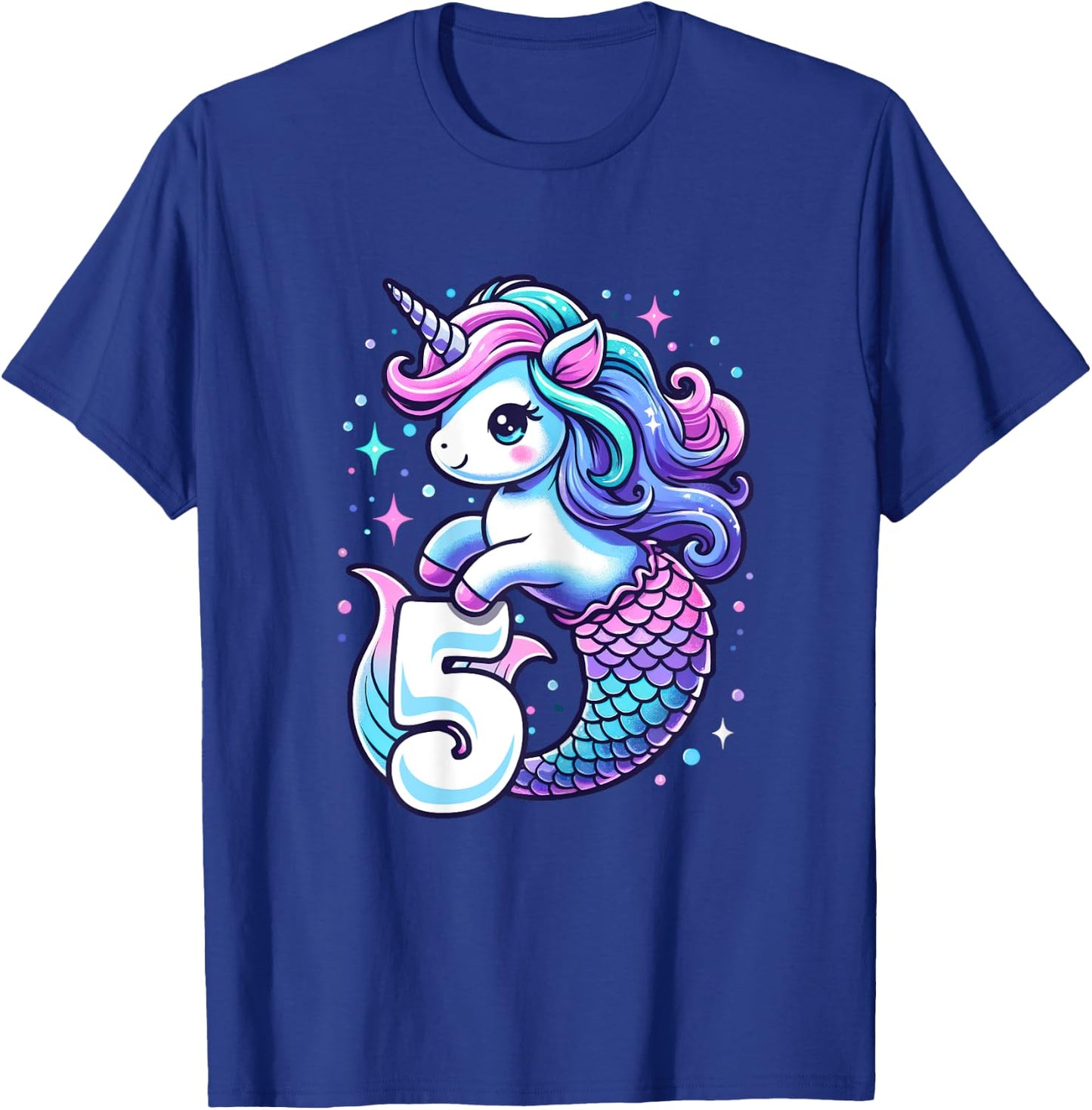 Unicorn Mermaid 5th Birthday 5 Year Old Party Girls Outfit T-Shirt - T-Shirt | Royal