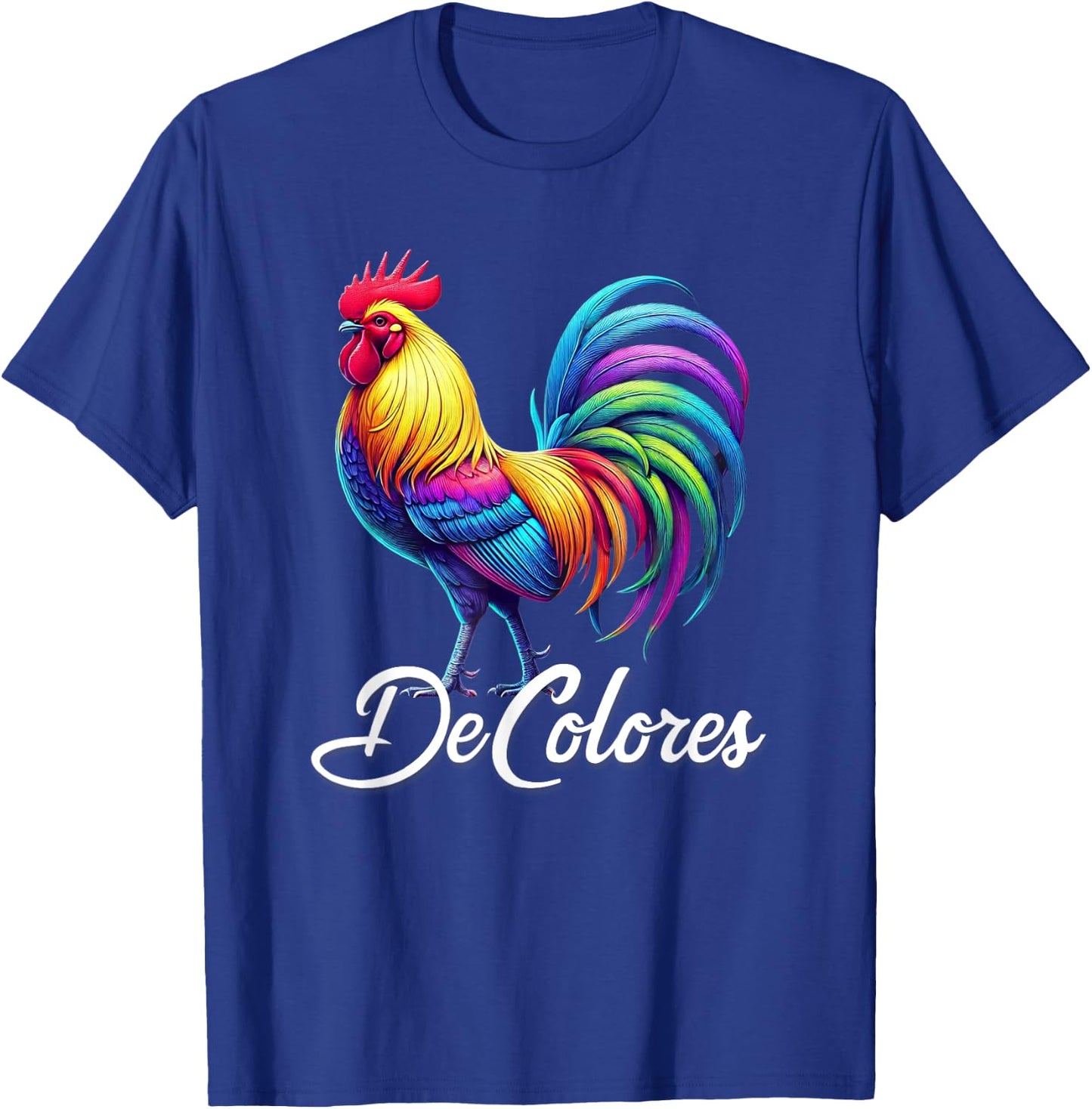 DeColores Cursillo Rainbow Rooster Catholic T-Shirt - T-Shirt | Royal