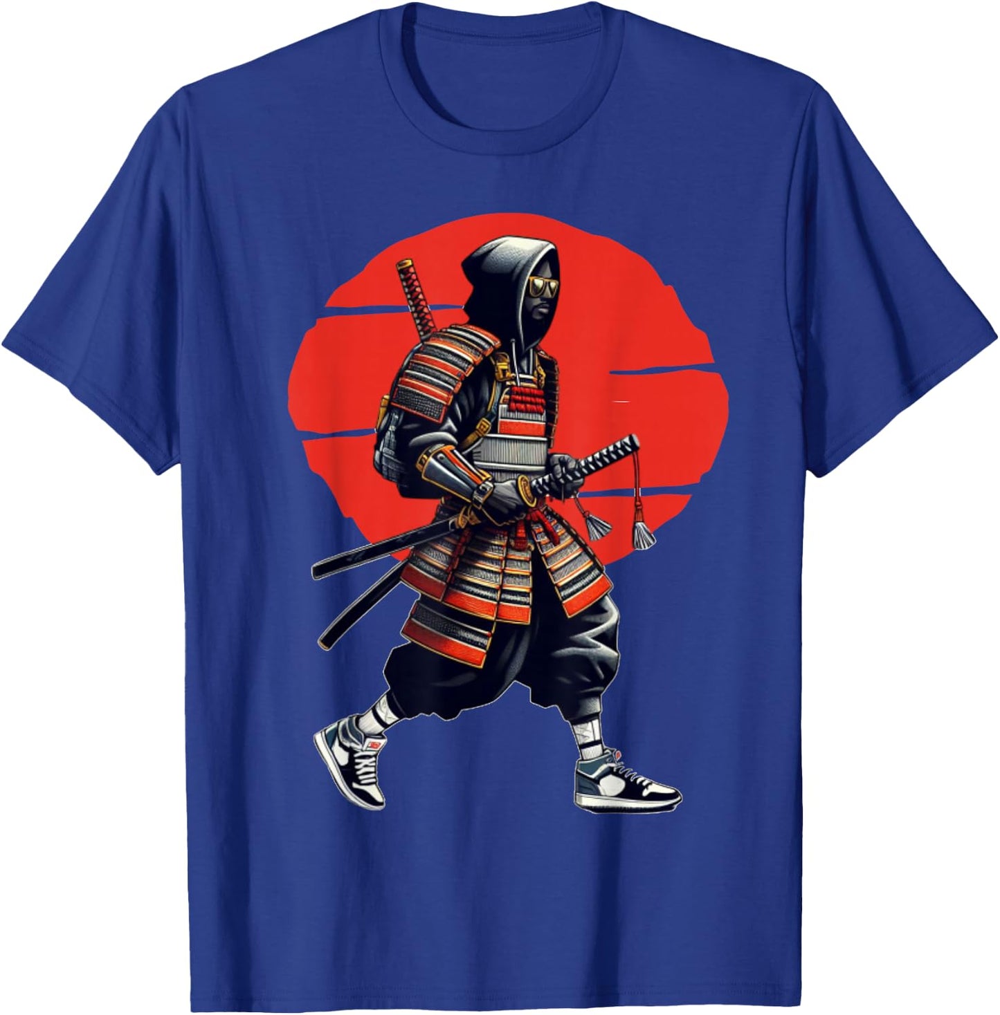 Afro American Samurai Japanese Warrior Vintage Bushido T-Shirt - T-Shirt | Royal