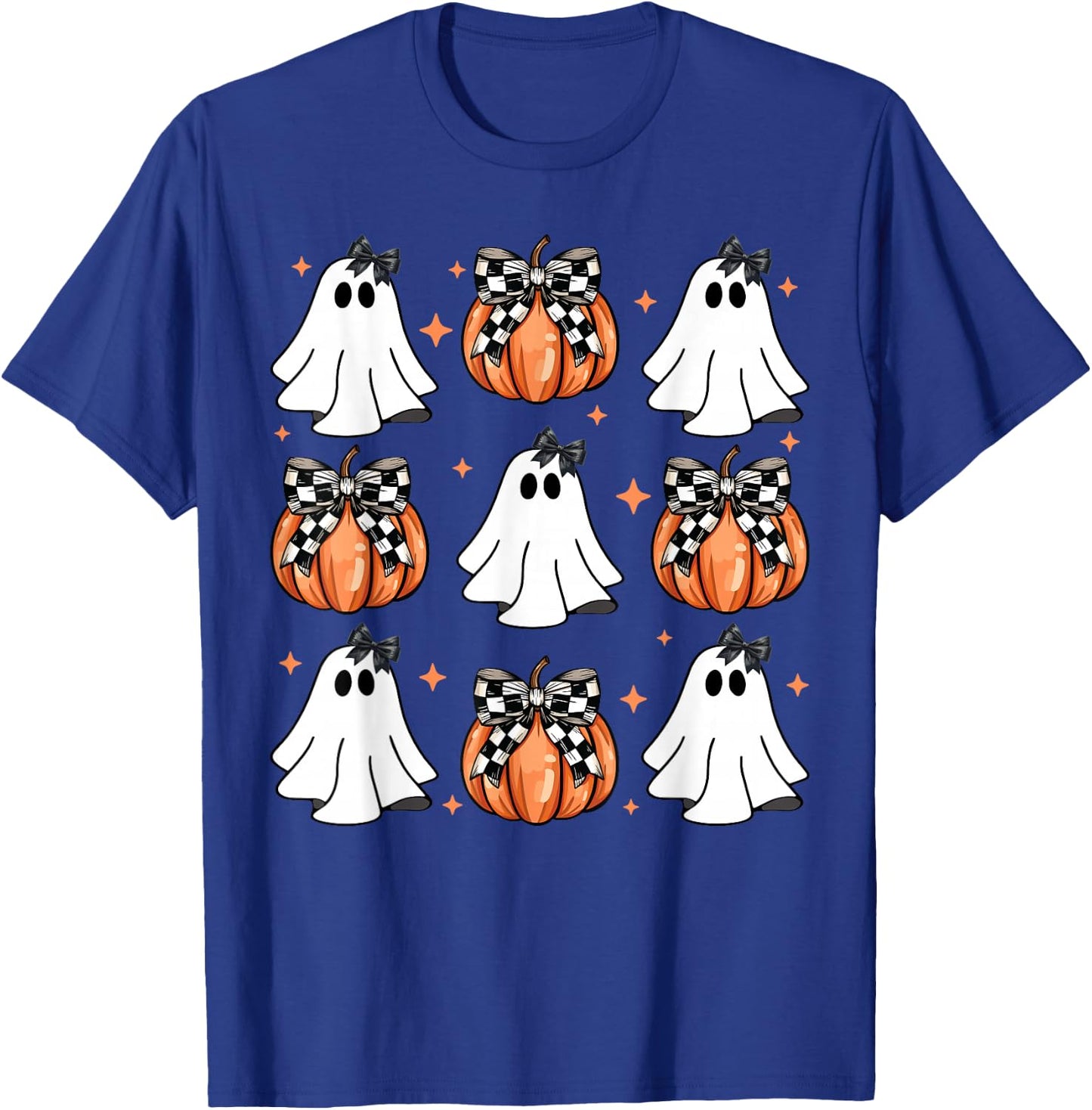 Coquette Bow Pumpkin Ghost Halloween Girly Ghost Women Girl T-Shirt - T-Shirt | Royal