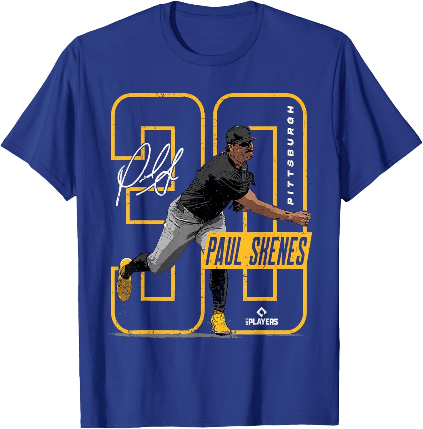 Paul Skenes | Pittsburgh Baseball Players | MLBPSK3002 T-Shirt - T-Shirt | Royal