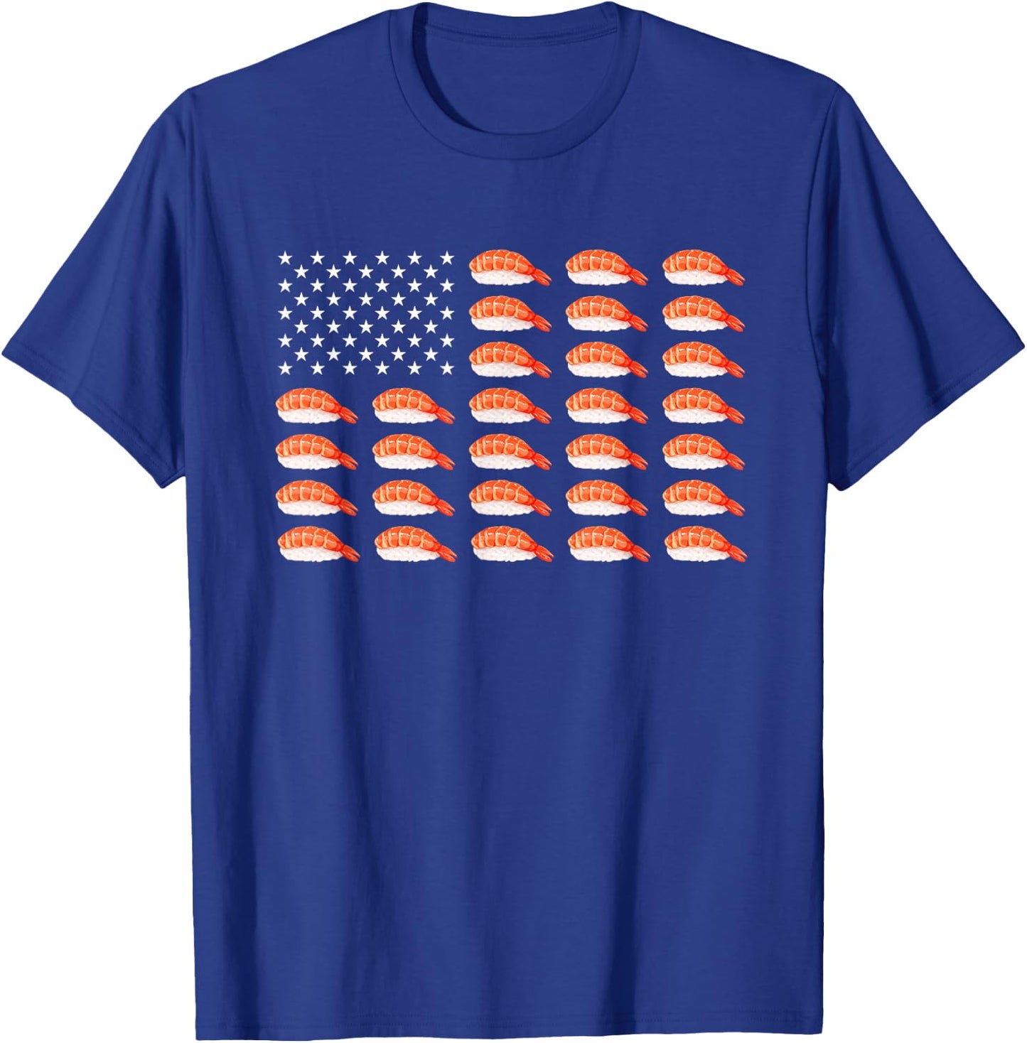Sushi USA Flag Japanese Funny American Flag Kawaii Anime T-Shirt - T-Shirt | Royal