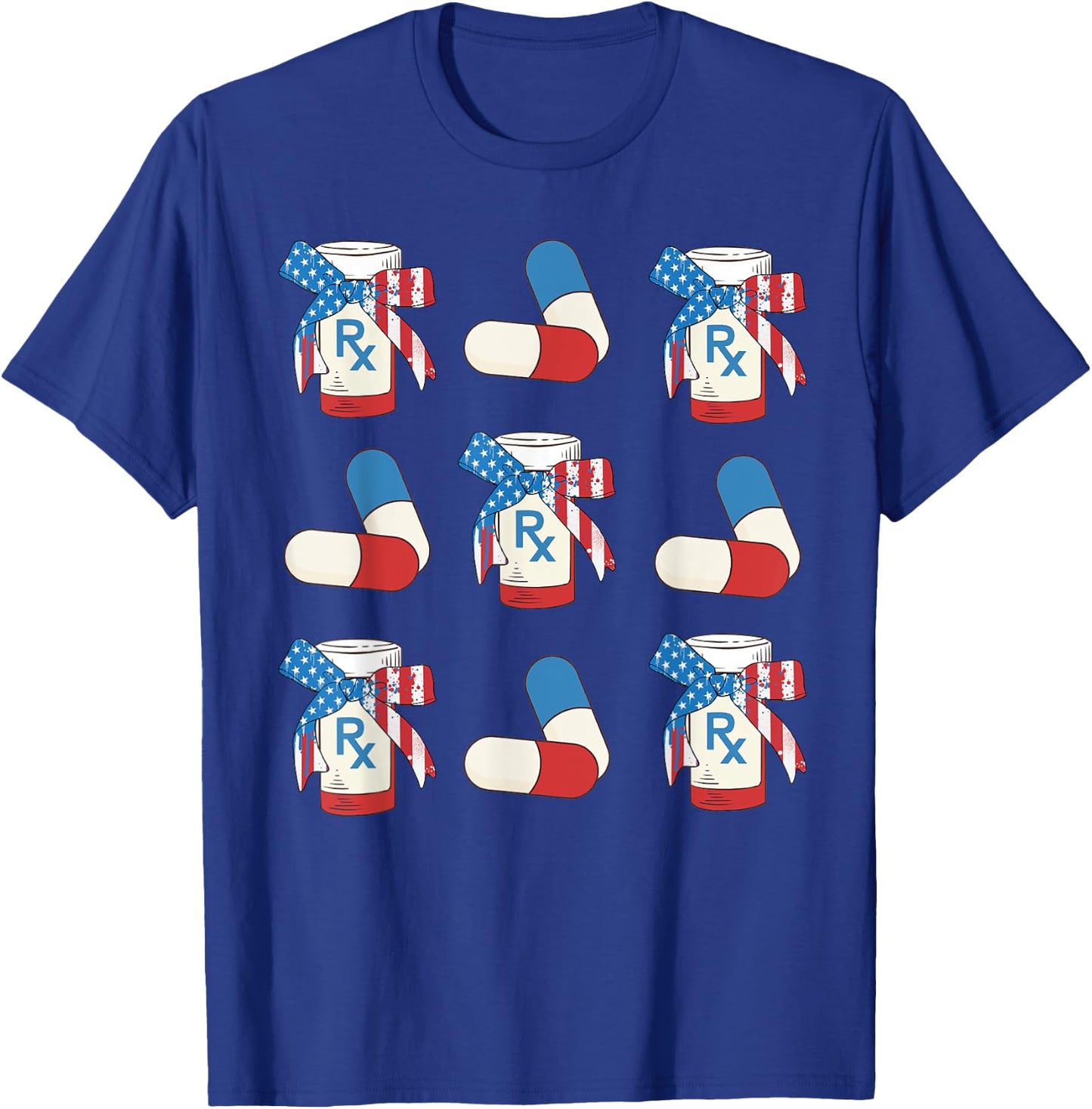 American Flag Bows Pills Pharmacy Pharmacist Squad 4th July Men T-Shirt - T-Shirt | Royal