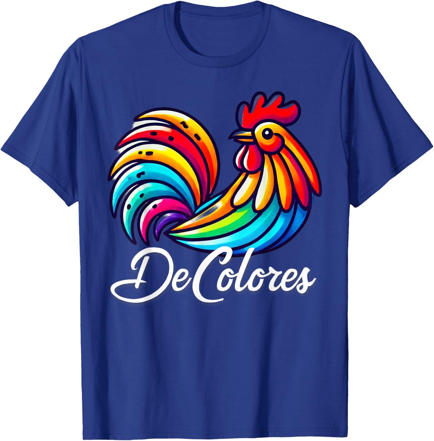 DeColores Cursillo Rainbow Rooster Catholic T-Shirt - T-Shirt | Royal