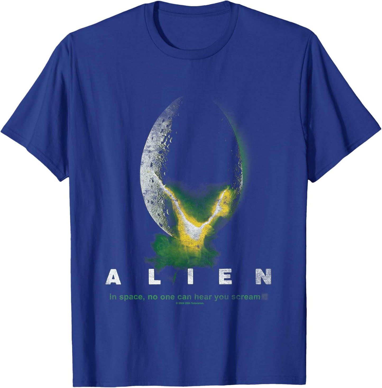 Aliens In Space No One Can Hear You Scream Distressed Logo T-Shirt - T-Shirt | Royal