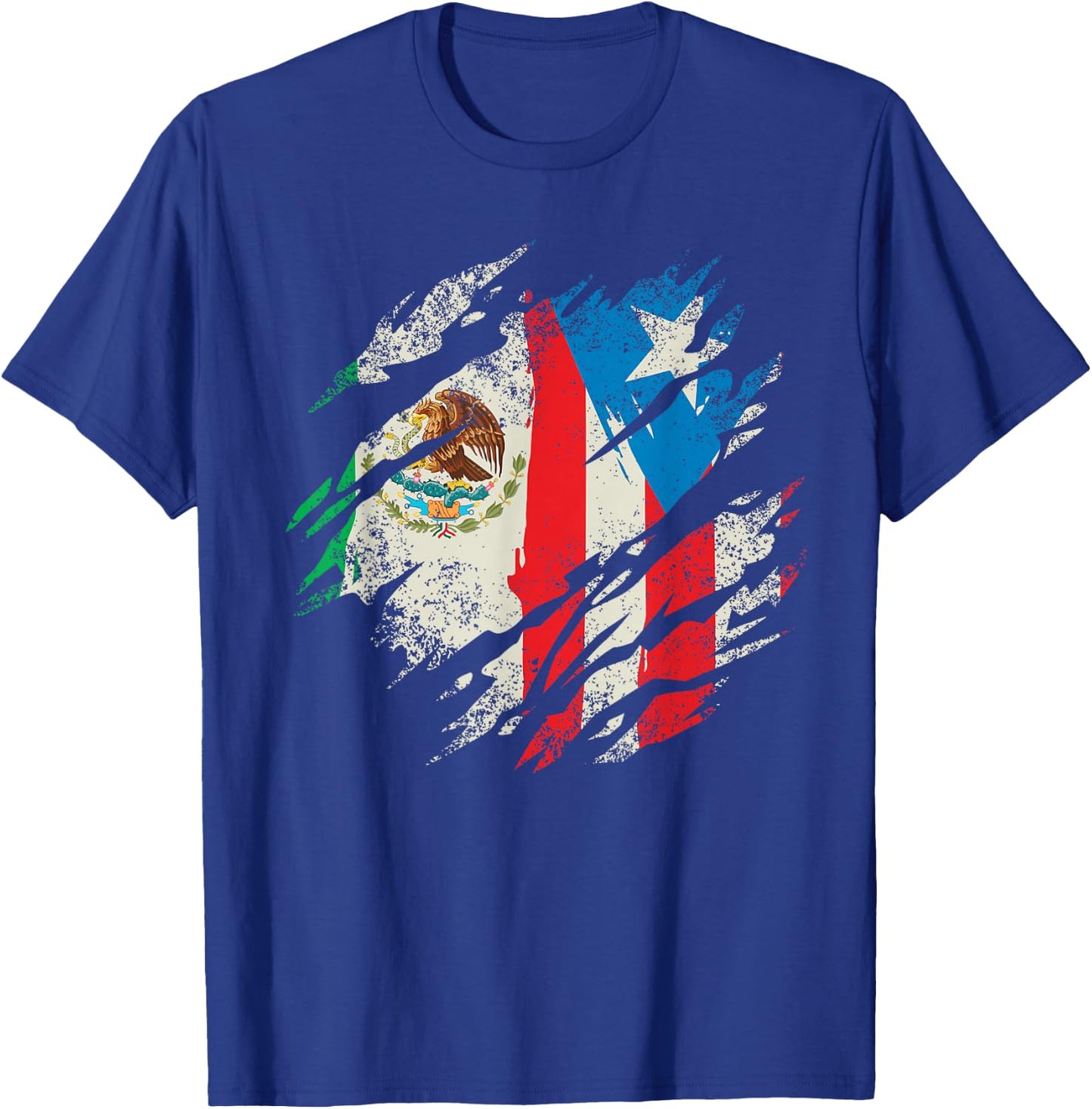 Mexican Puerto Rican Flag Puerto Rico Mexico Hispanic Retro T-Shirt - T-Shirt | Royal