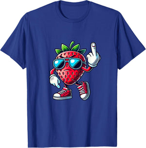 Funny strawberry fruit middle finger meme T-Shirt - T-Shirt | Royal