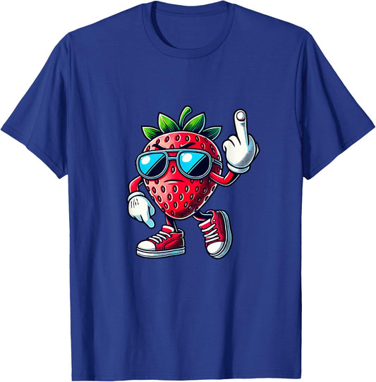 Funny strawberry fruit middle finger meme T-Shirt - T-Shirt | Royal
