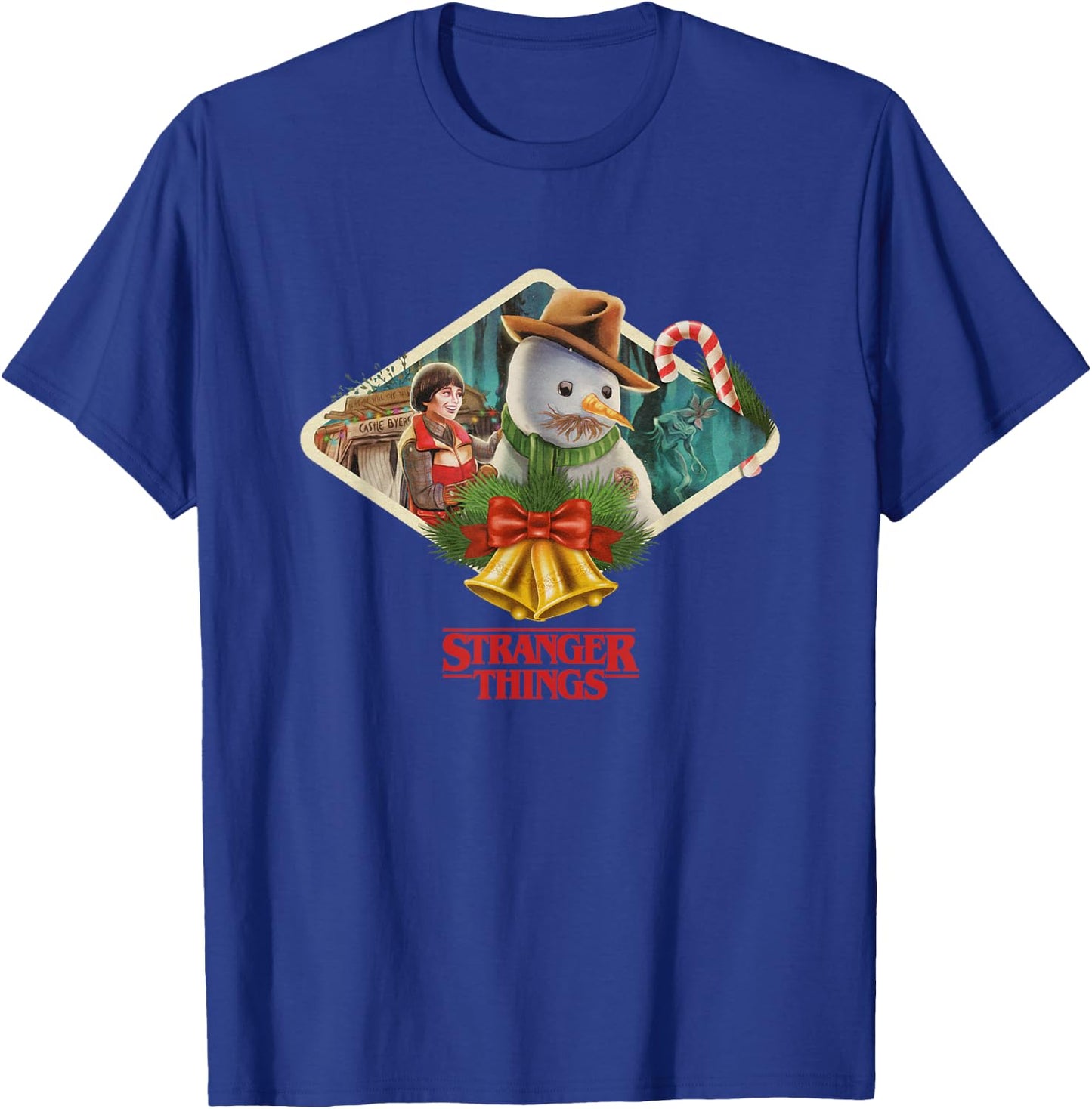 Stranger Things Christmas Will & Snowman Big Chest Frame T-Shirt - T-Shirt | Royal