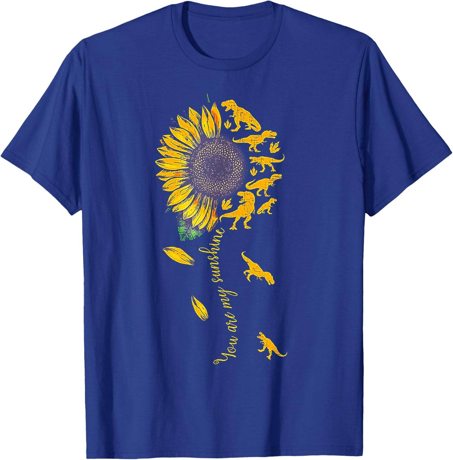 You Are My Sunshine Dinosaur T-rex Sunflower T-Shirt - T-Shirt | Royal