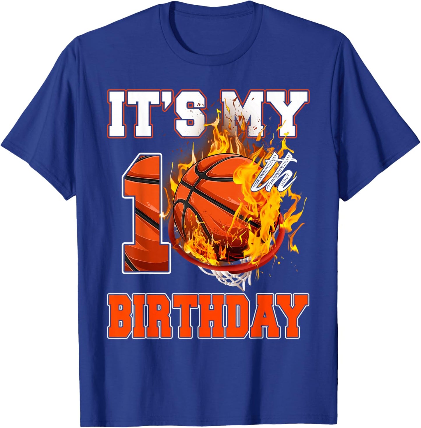 Funny It's My 10th Birthday 10 Years Old Basketball Ball Boy T-Shirt - T-Shirt | Royal