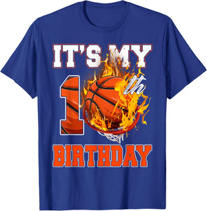 Funny It's My 10th Birthday 10 Years Old Basketball Ball Boy T-Shirt - T-Shirt | Royal