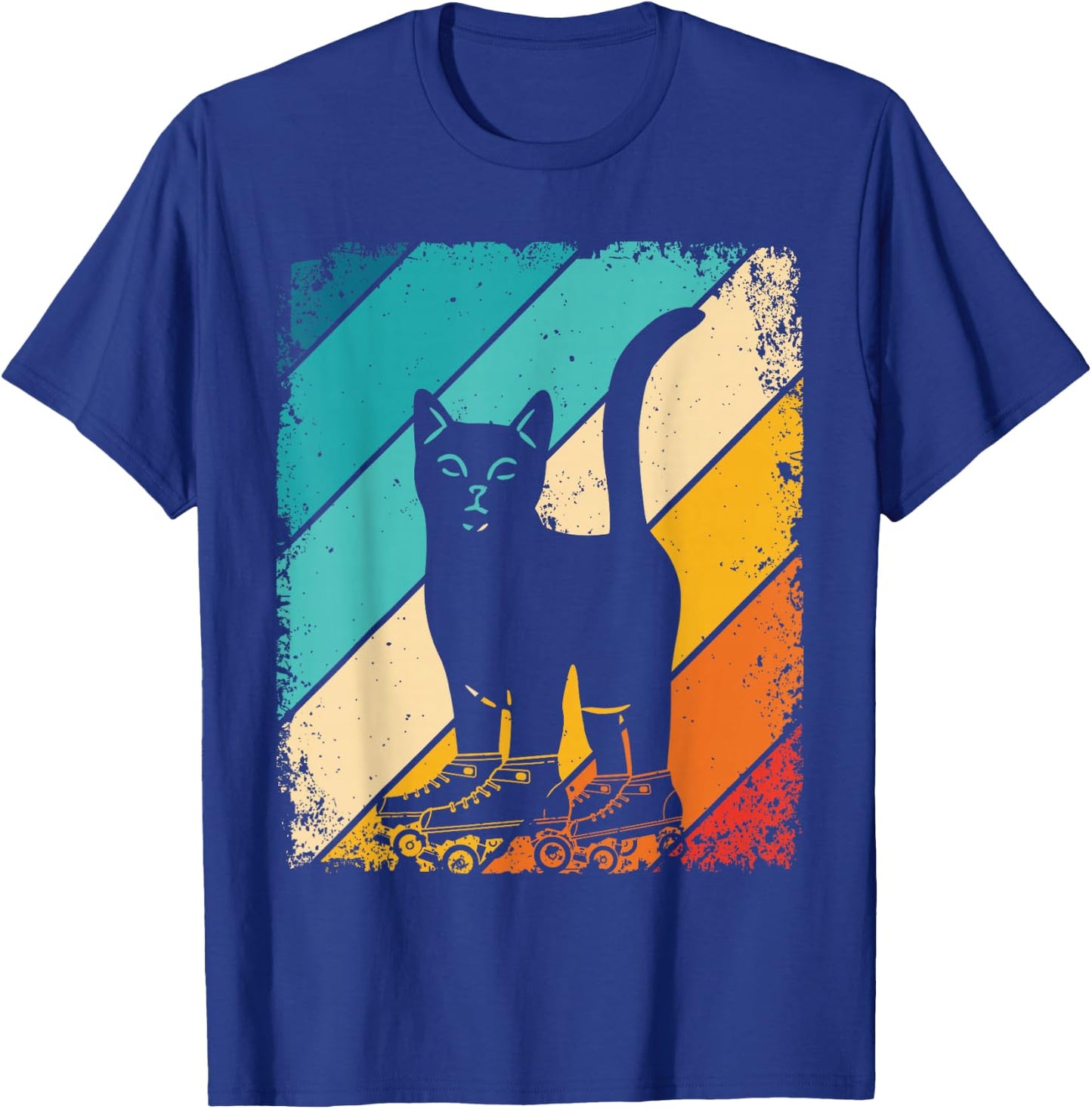 Cat Roller Skates Vintage Fun Skating Lifestyle Skates T-Shirt - T-Shirt | Royal