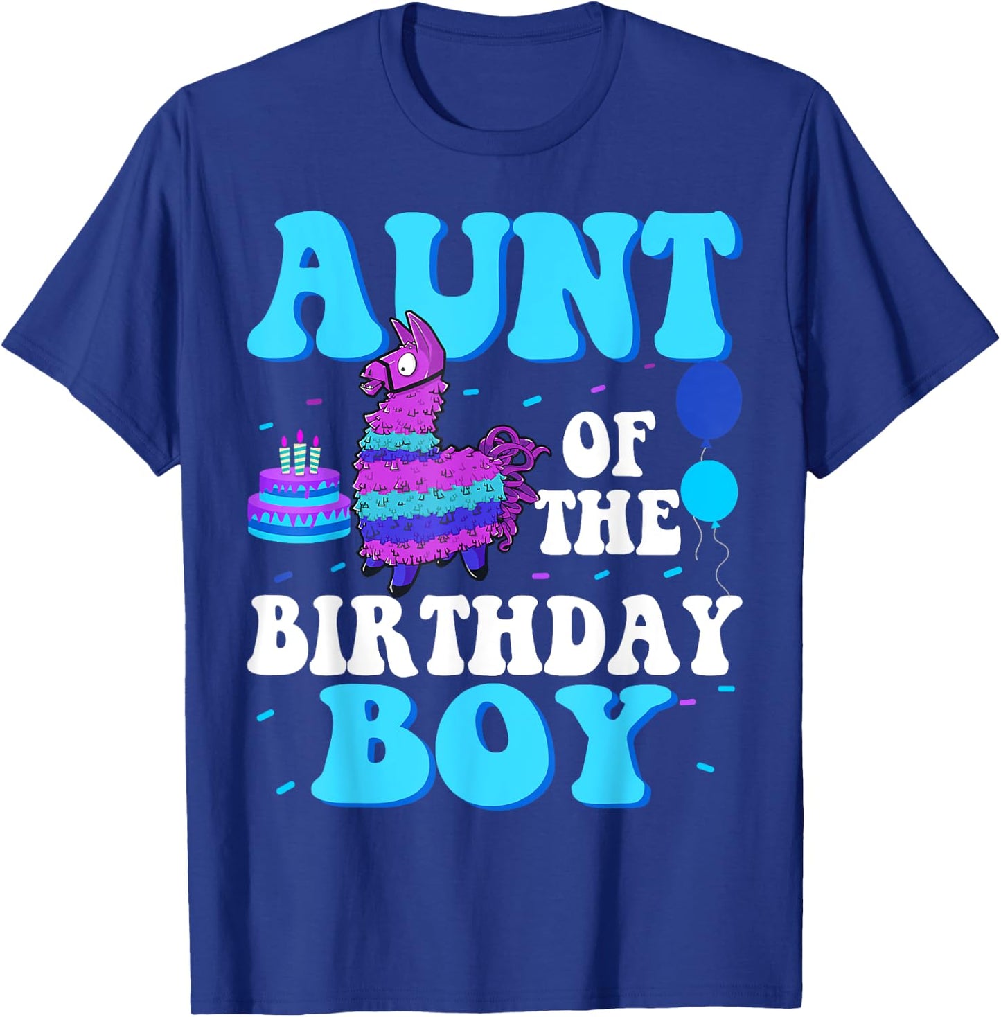 Aunt Of The Birthday Boy Llama Mom And Dad Family Party T-Shirt - T-Shirt | Royal