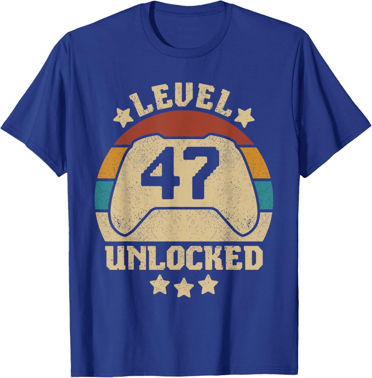 Level 47 Unlocked 47 Year Old Men Women Outfit 47th Birthday T-Shirt - T-Shirt | Royal