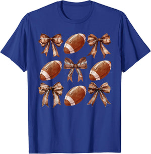 Coquette Bow American Football Thanksgiving Autumn Fall Yall T-Shirt - T-Shirt | Royal