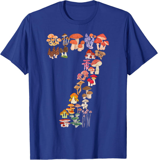 Kids 7th Birthday Mushroom Themed 7 Years Old Boys Girls T-Shirt - T-Shirt | Royal