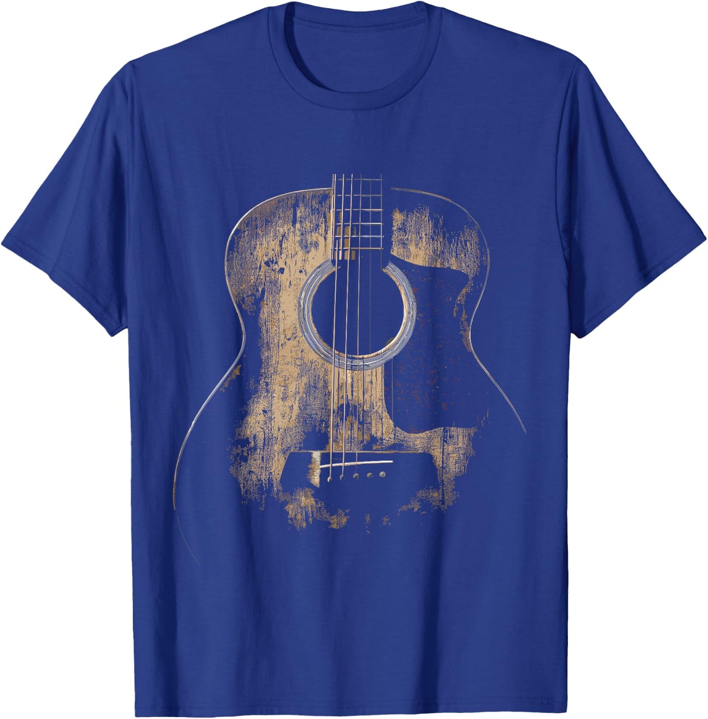 Distressed Acoustic Guitar Player Rock & Roll T-Shirt - T-Shirt | Royal