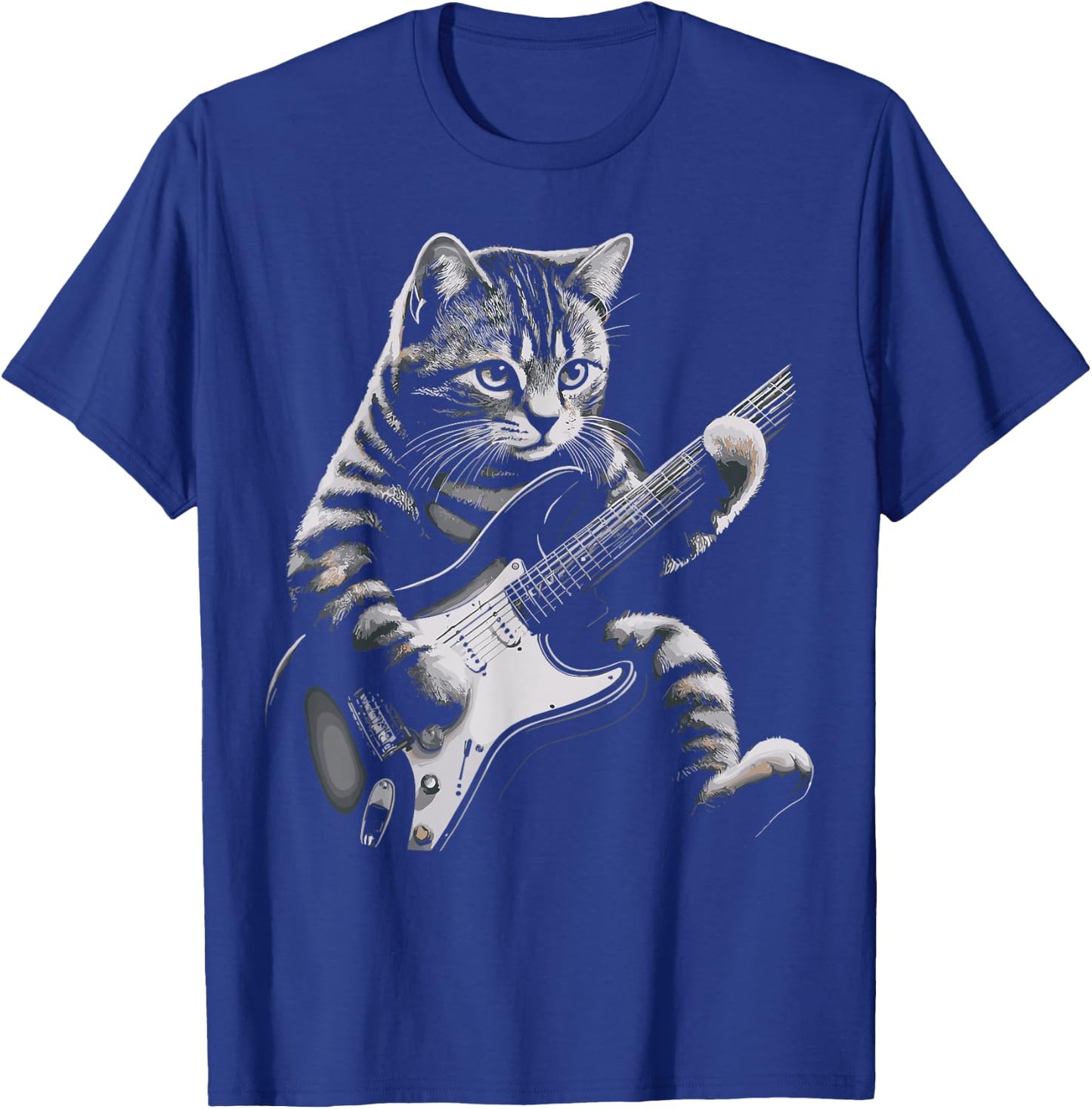 Cat Rock Guitar Funny Cat playing Guitar T-Shirt - T-Shirt | Royal