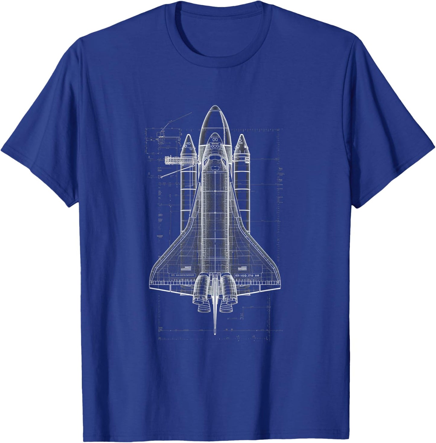 Space Shuttle Blueprint T-Shirt - T-Shirt | Royal