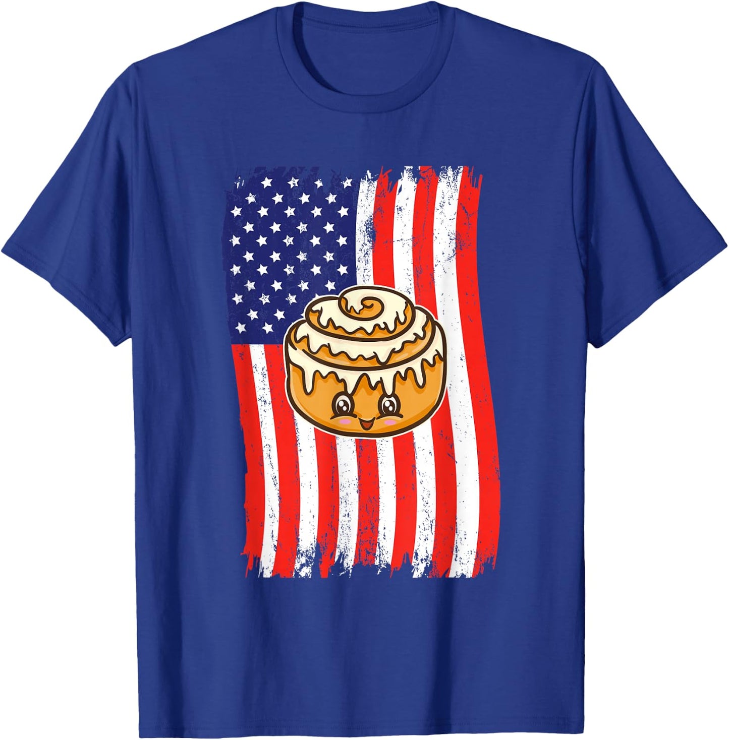 American Flag Kawaii Cinnamon Roll T-Shirt - T-Shirt | Royal