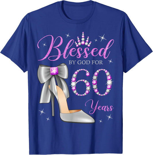 Blessed By God For 60 Years Old 60th Birthday Party Queen T-Shirt - T-Shirt | Royal