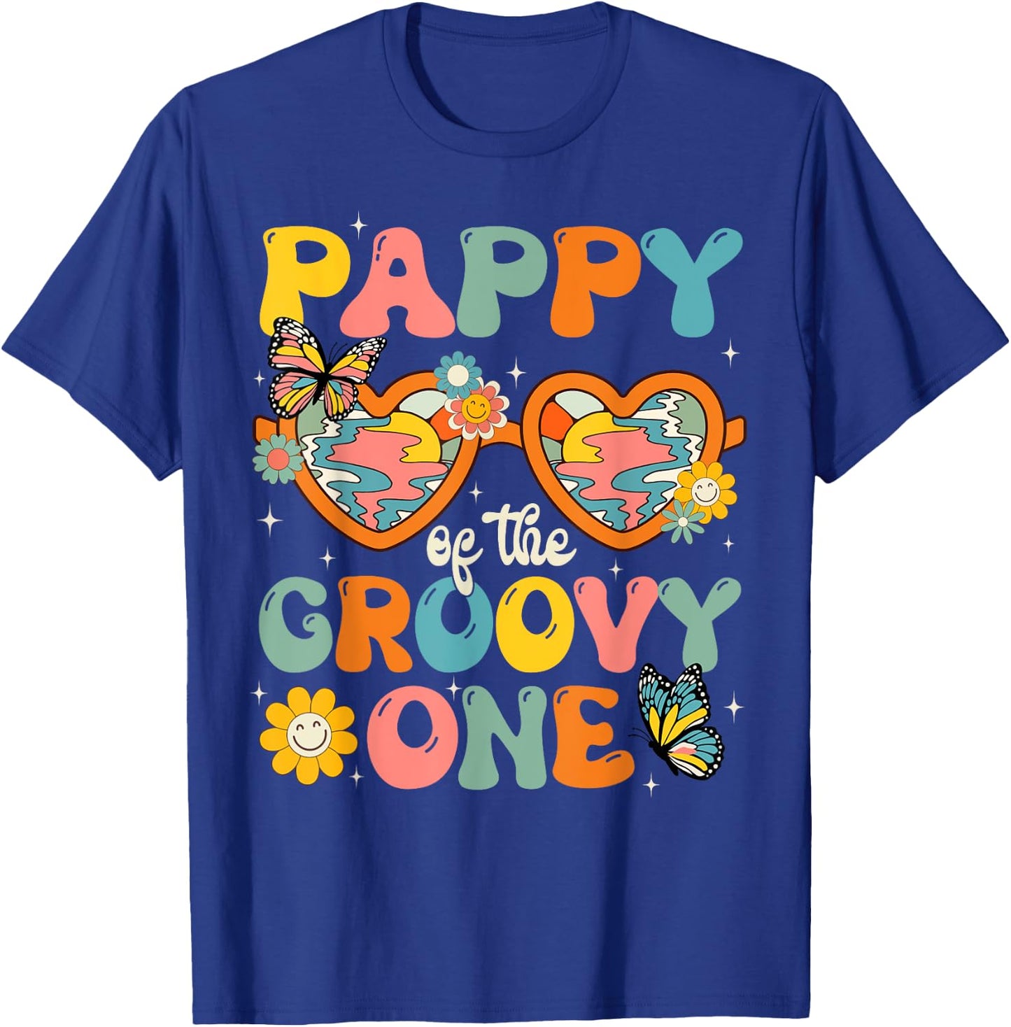 Pappy of the Groovy One Glasses Birthday Party T-Shirt - T-Shirt | Royal