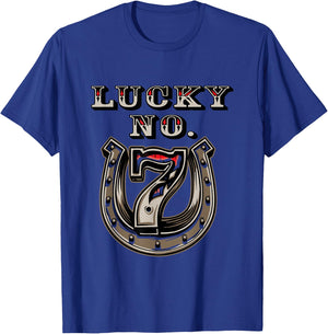 Lucky Number 7 Seven Horse Shoe Good Luck T-Shirt - T-Shirt | Royal