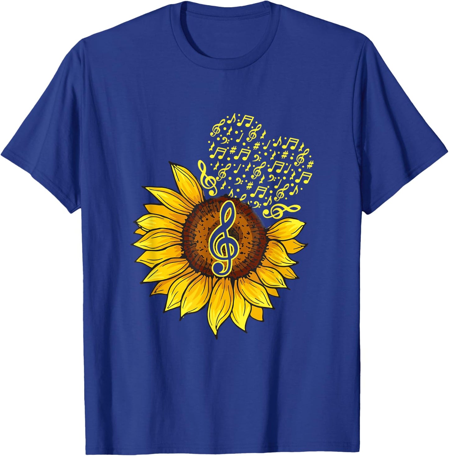 Musician Sunflower Heart Music Note Music Lovers Musical T-Shirt - T-Shirt | Royal