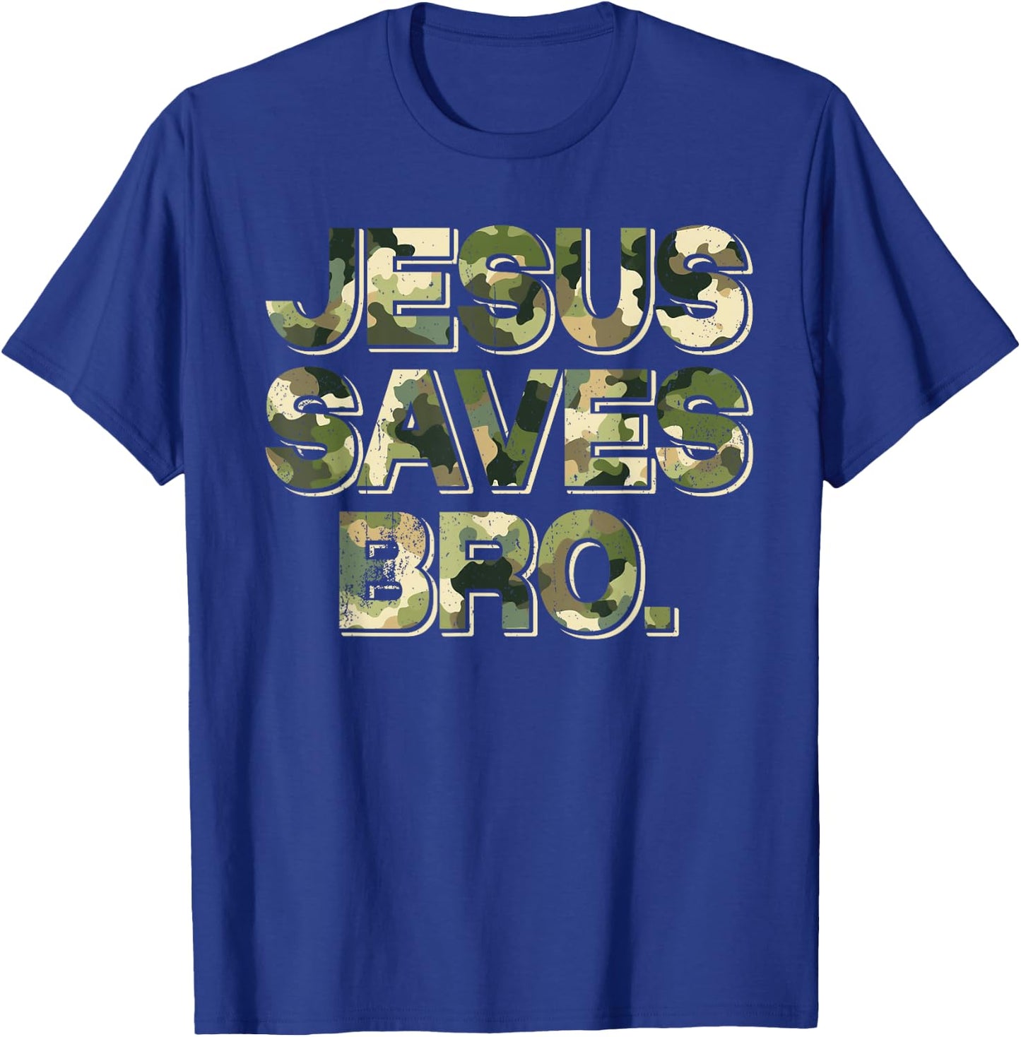 Vintage Camo Jesus Saves Bro T Shirt Christian Religion T-Shirt - T-Shirt | Royal