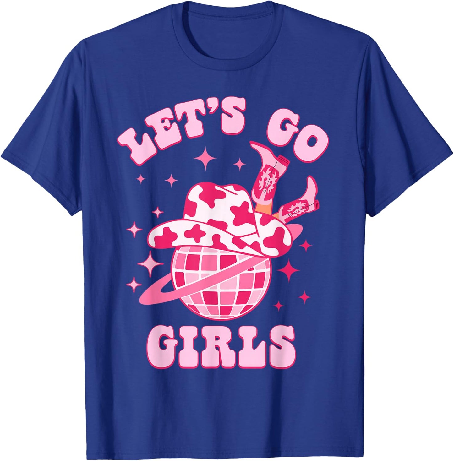 Let's Go Girls Western Cowgirl Groovy Bachelorette Party T-Shirt - T-Shirt | Royal