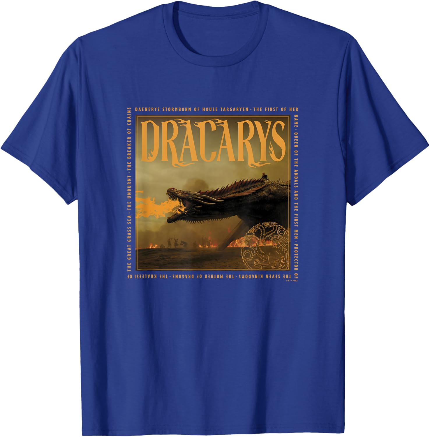 Game of Thrones Dracarys Targaryen Dragon Text Box Panel T-Shirt - T-Shirt | Royal