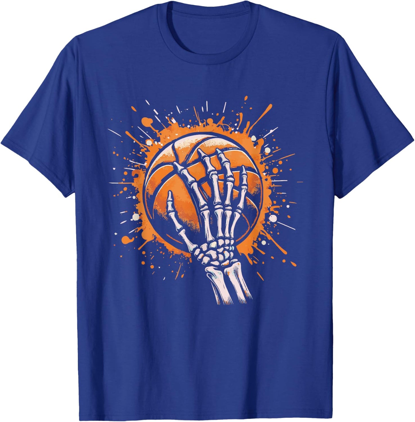Skeleton Hand Holding Basketball Art T-Shirt - T-Shirt | Royal