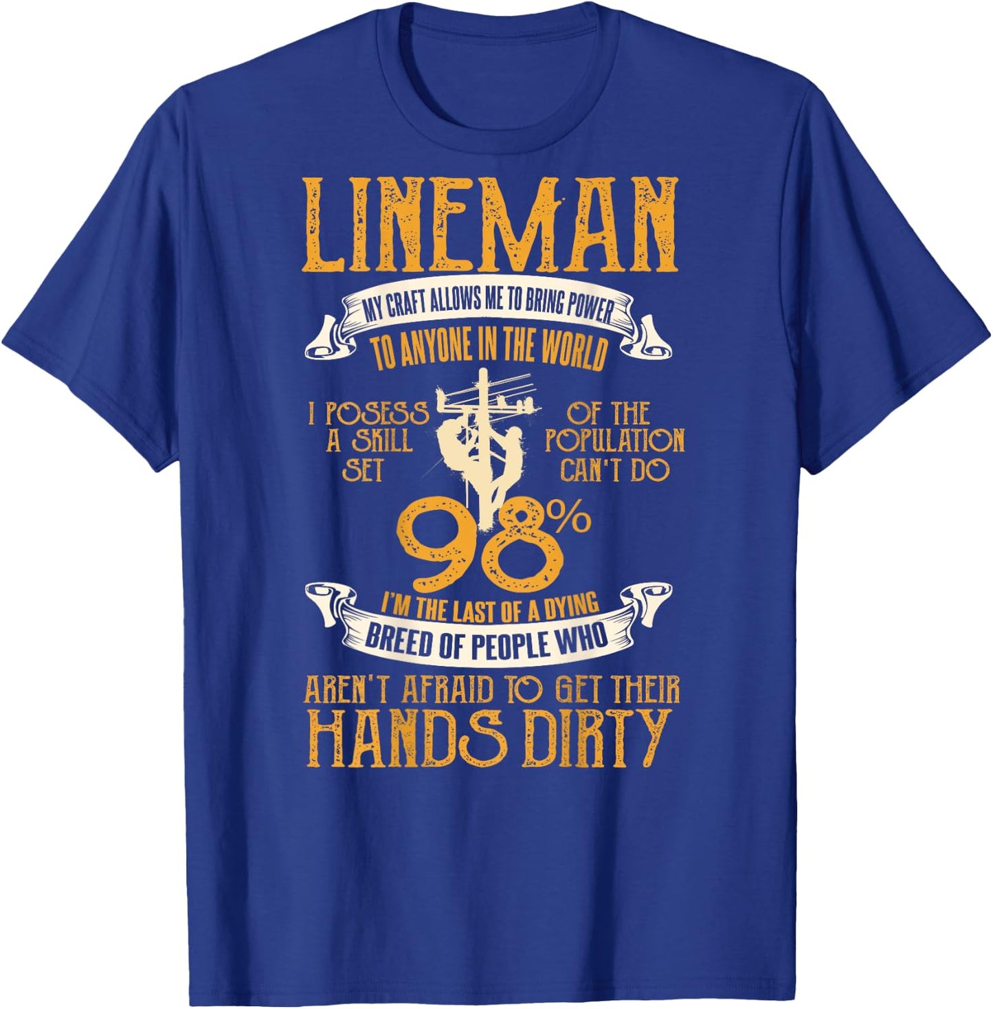 Lineman Gifts Line Worker Image On Back Of Shirt T-Shirt - T-Shirt | Royal