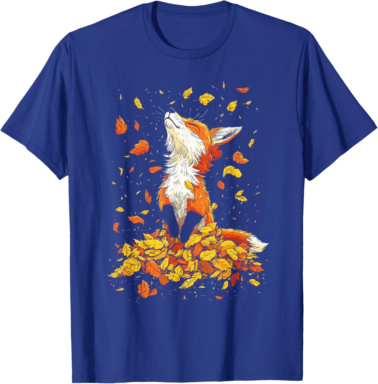Cute Fox Fall Woodland Forest Autumn Leaves T-Shirt - T-Shirt | Royal