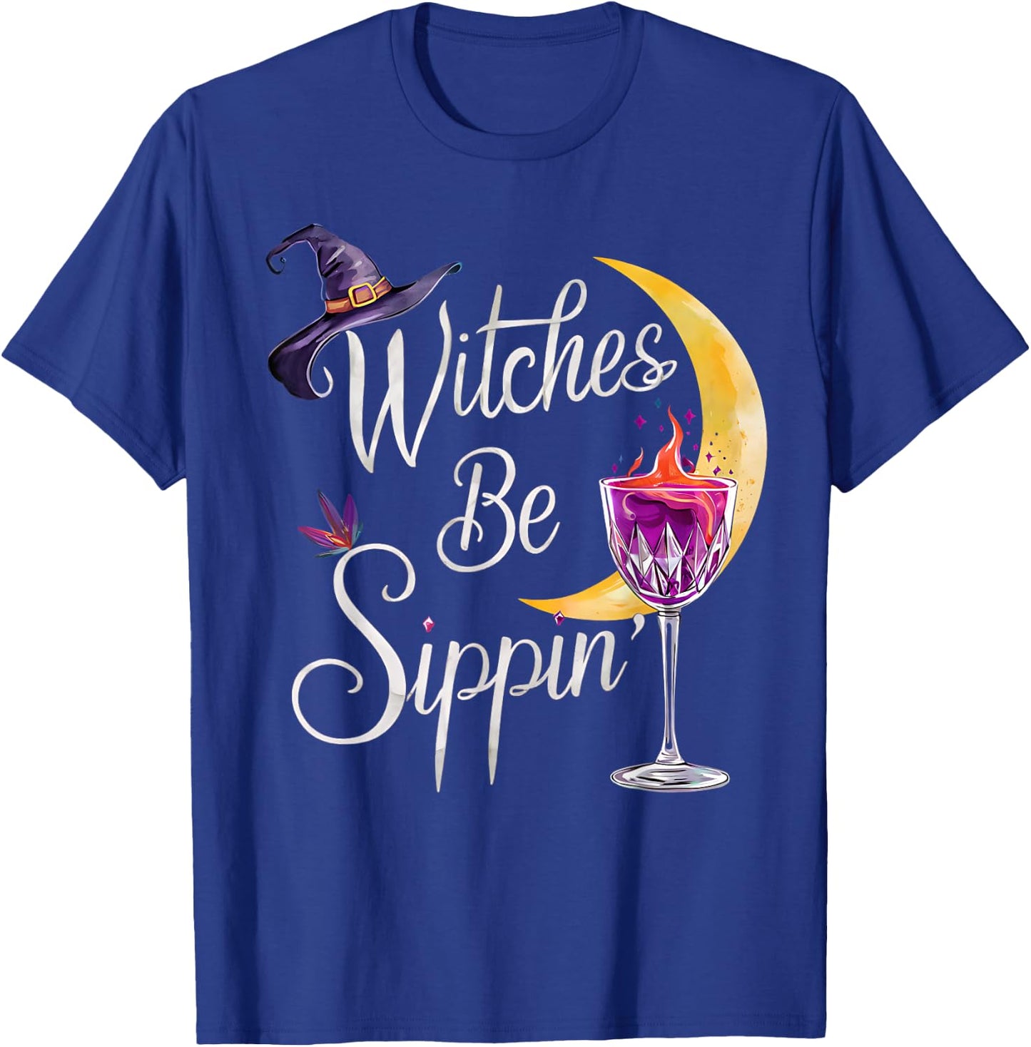 Women's Wine Witches Be Sippin Halloween Fun Design T-Shirt - T-Shirt | Royal