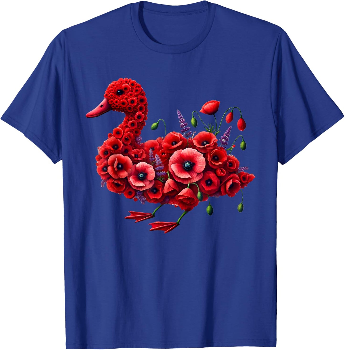 Poppy Duck Flower Gardening Floral T-Shirt - T-Shirt | Royal