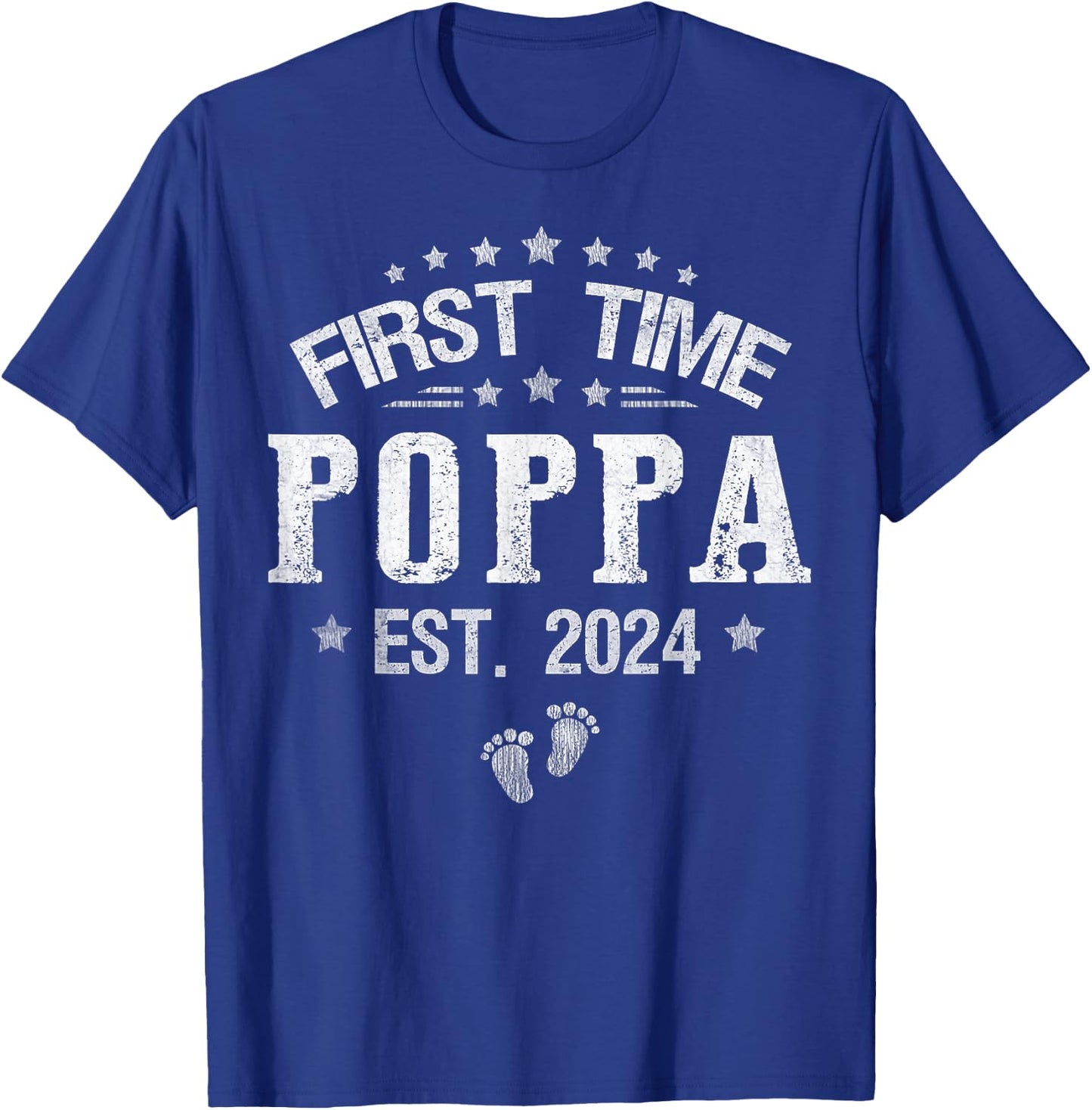 First time Poppa est.2024 Father's Day Promoted To Poppa T-Shirt - T-Shirt | Royal