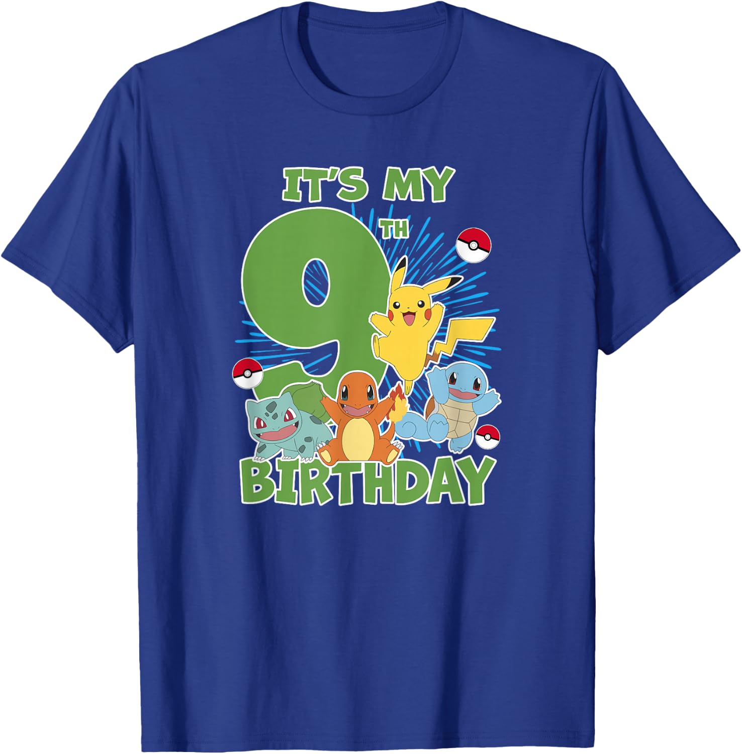 Pokémon It's My 9th Birthday Kanto Starters Celebration T-Shirt - T-Shirt | Royal
