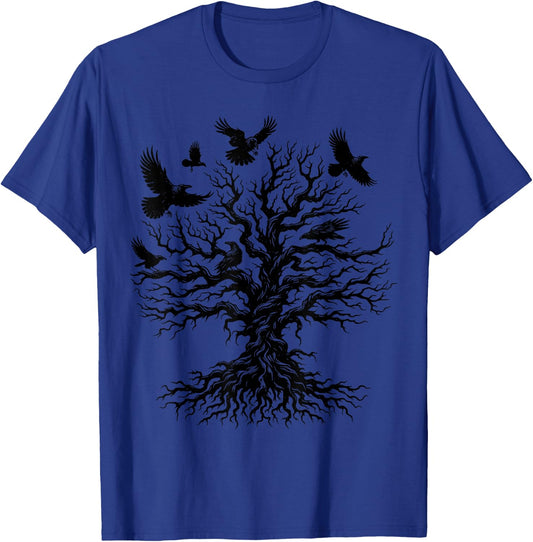 Retro Gothic Raven Tree T-Shirt - T-Shirt | Royal