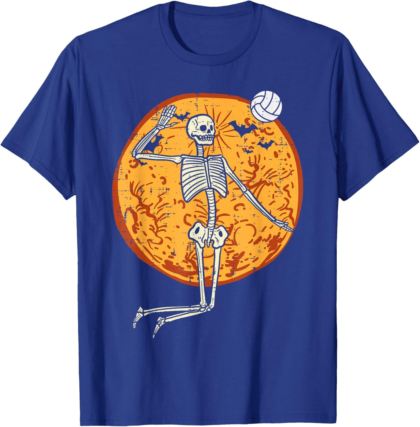 Volleyball Skeleton Full Moon Sports Halloween Girls Women T-Shirt - T-Shirt | Royal