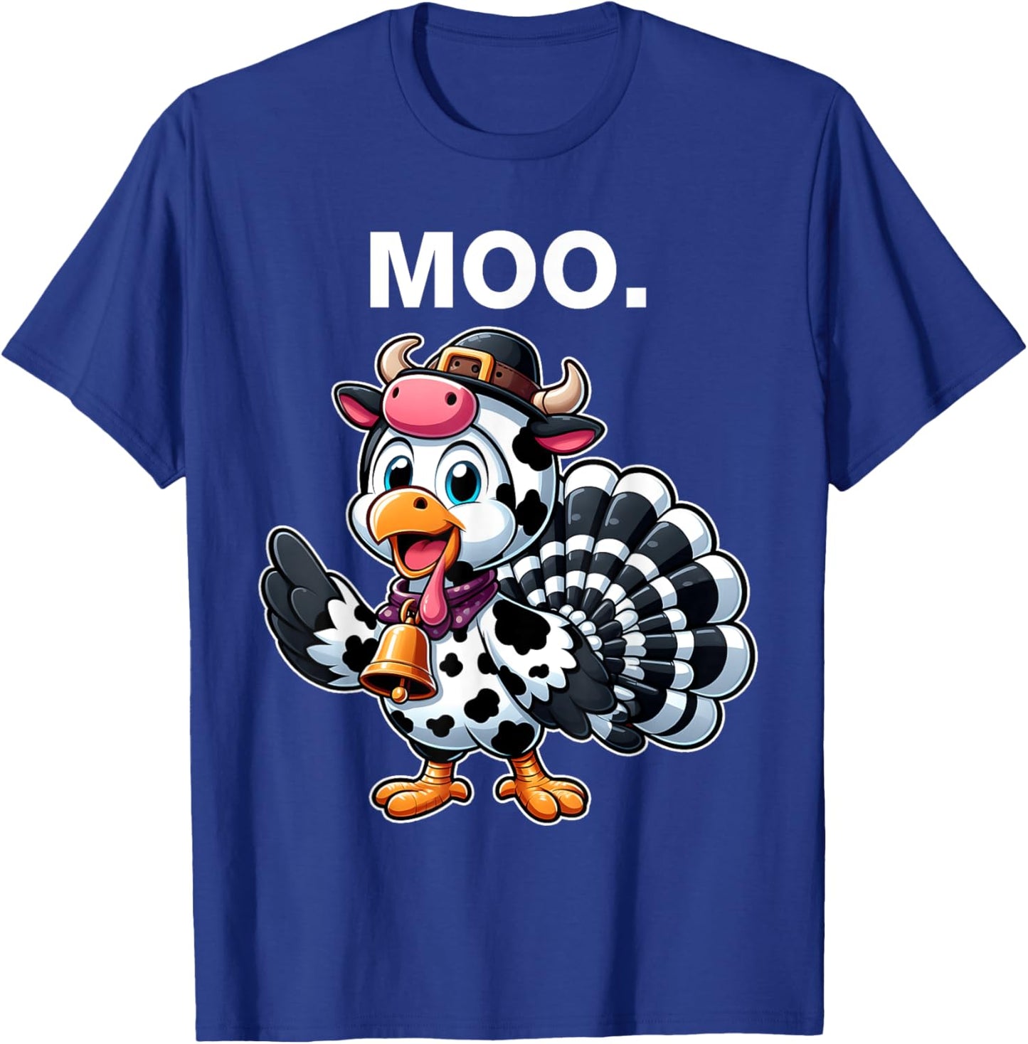 Thanksgiving Funny Turkey Moo in Cow Costume Toddler Kids T-Shirt - T-Shirt | Royal