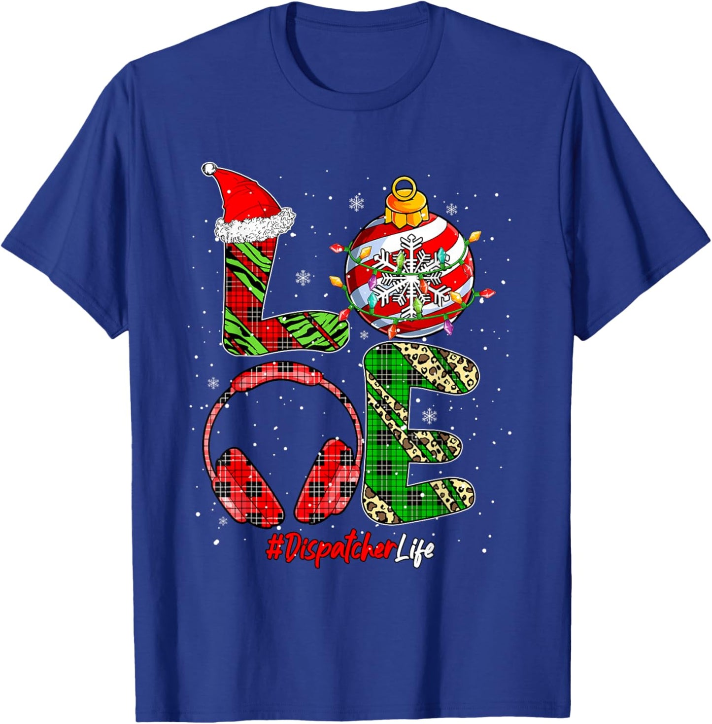 LOVE Dispatcher Job Christmas Leopard Colorful Costume Team T-Shirt - T-Shirt | Royal