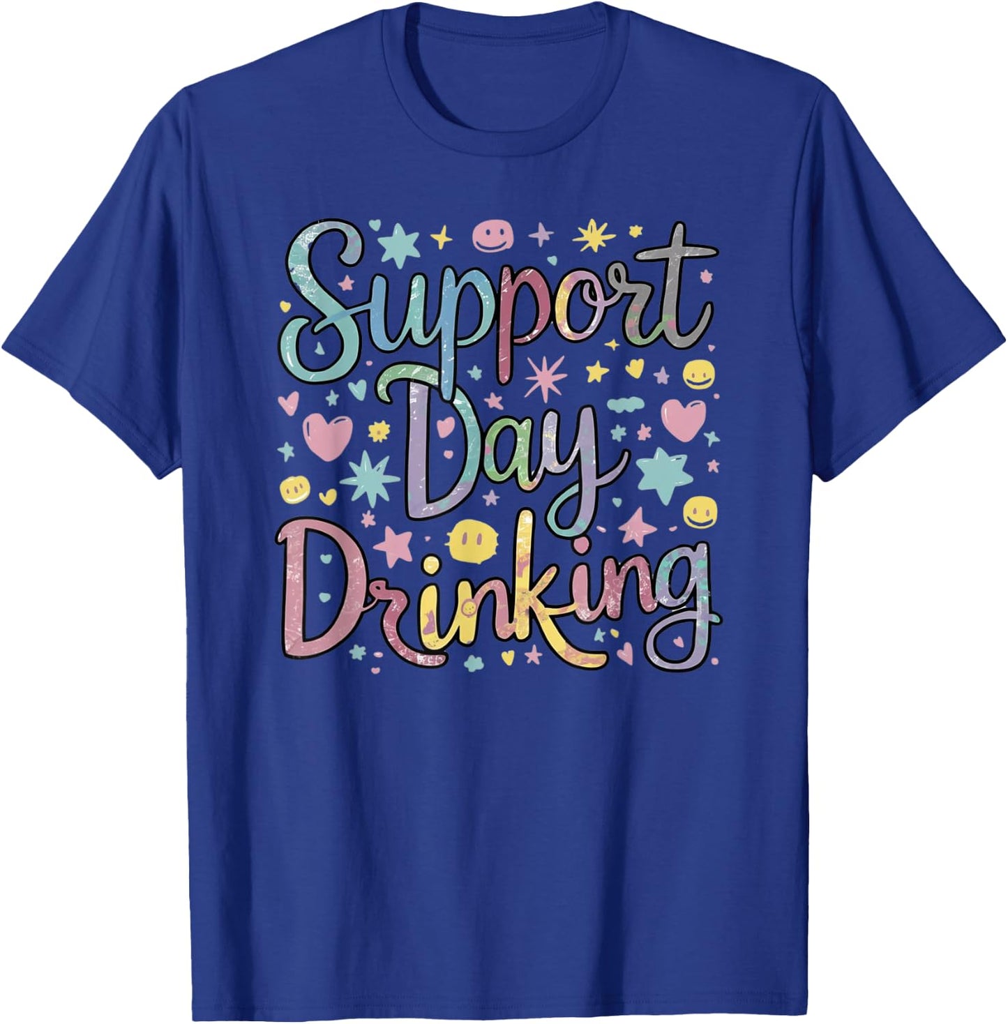 Support Day Drinking Vintage Retro Alcohol Pastel Vacation T-Shirt - T-Shirt | Royal