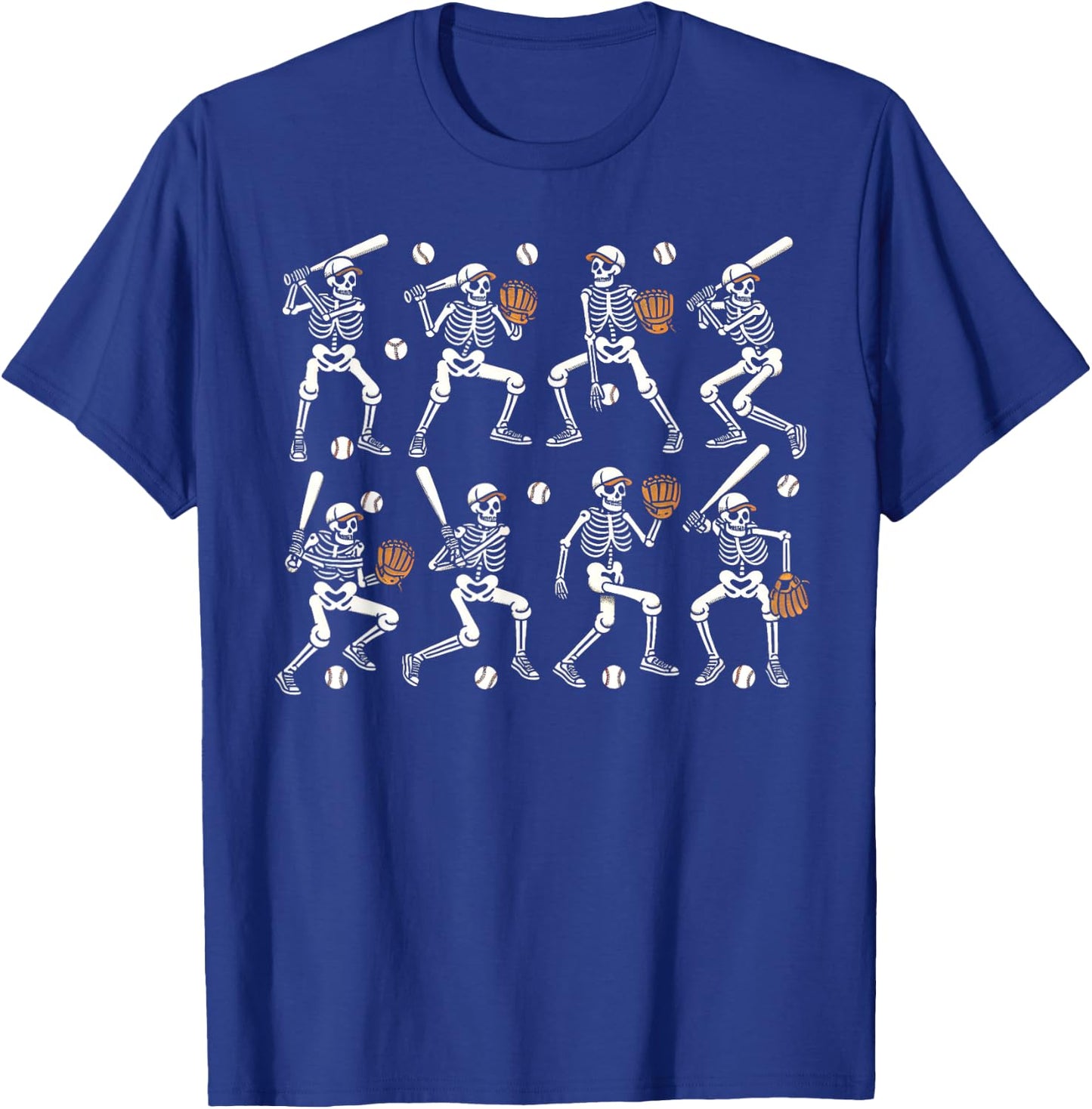 Funny Halloween Baseball Skeletons Play Baseball Boys Kids T-Shirt - T-Shirt | Royal