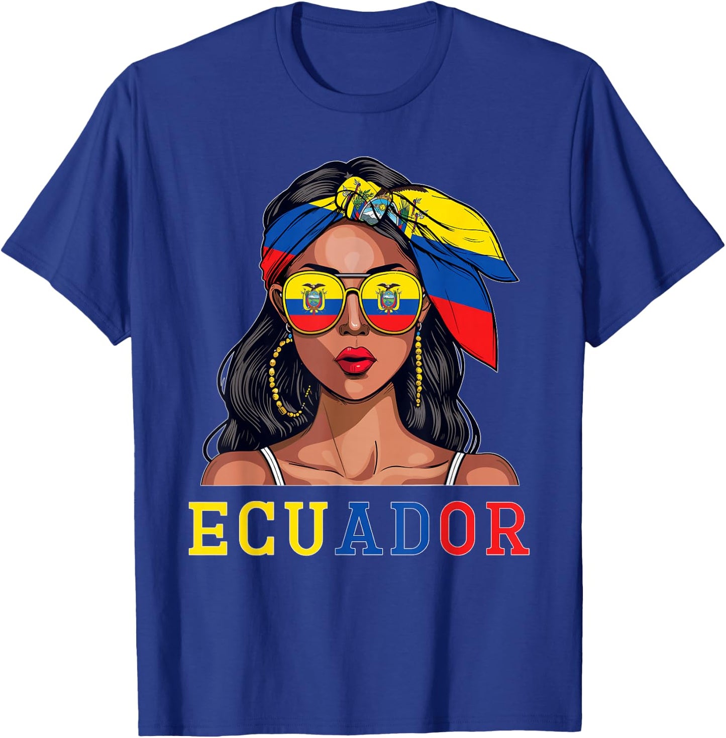 Ecuadorian Souvenirs Products Woman Flag Roots Ecuador T-Shirt - T-Shirt | Royal