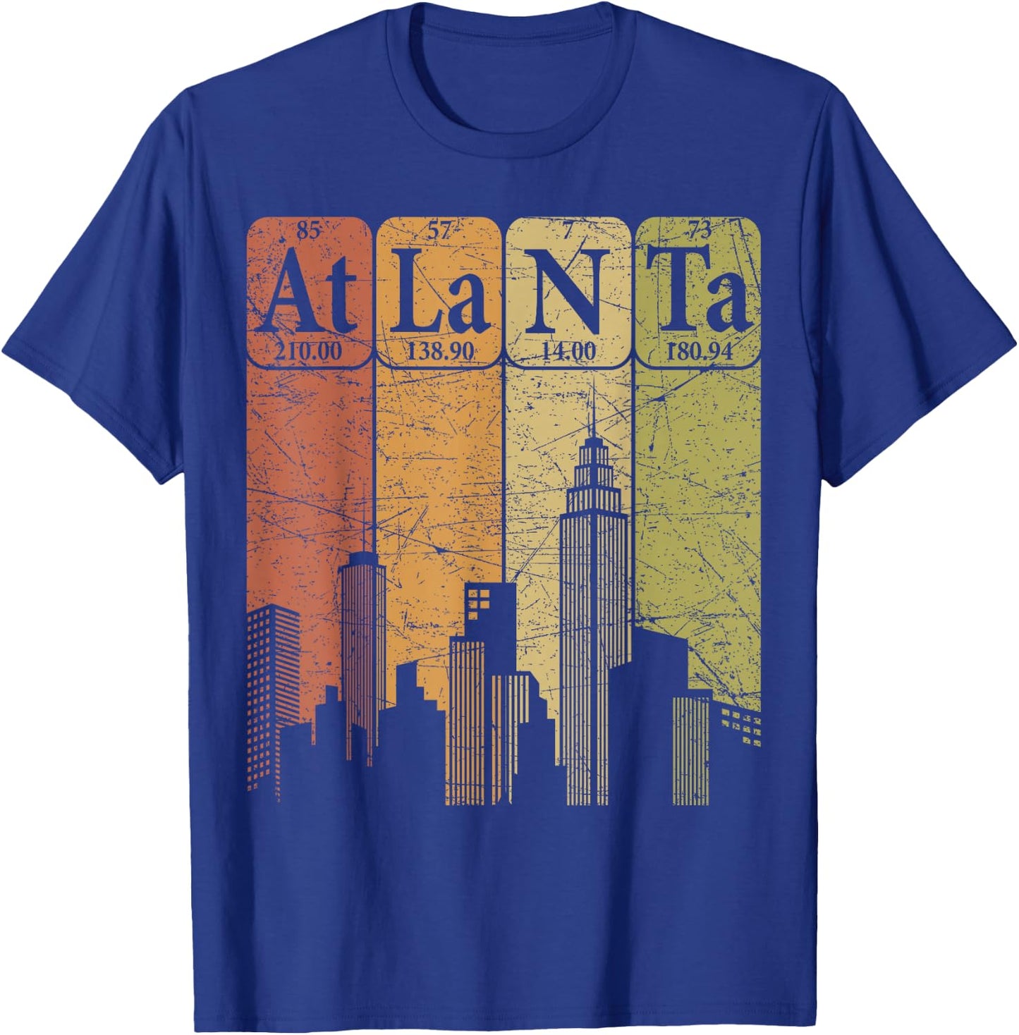 Atlanta Periodic Table Elements Atlanta Skyline Retro T-Shirt - T-Shirt | Royal