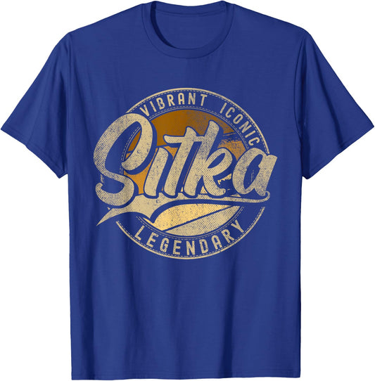 Sitka AK | Alaska | Vintage Distressed T-Shirt - T-Shirt | Royal