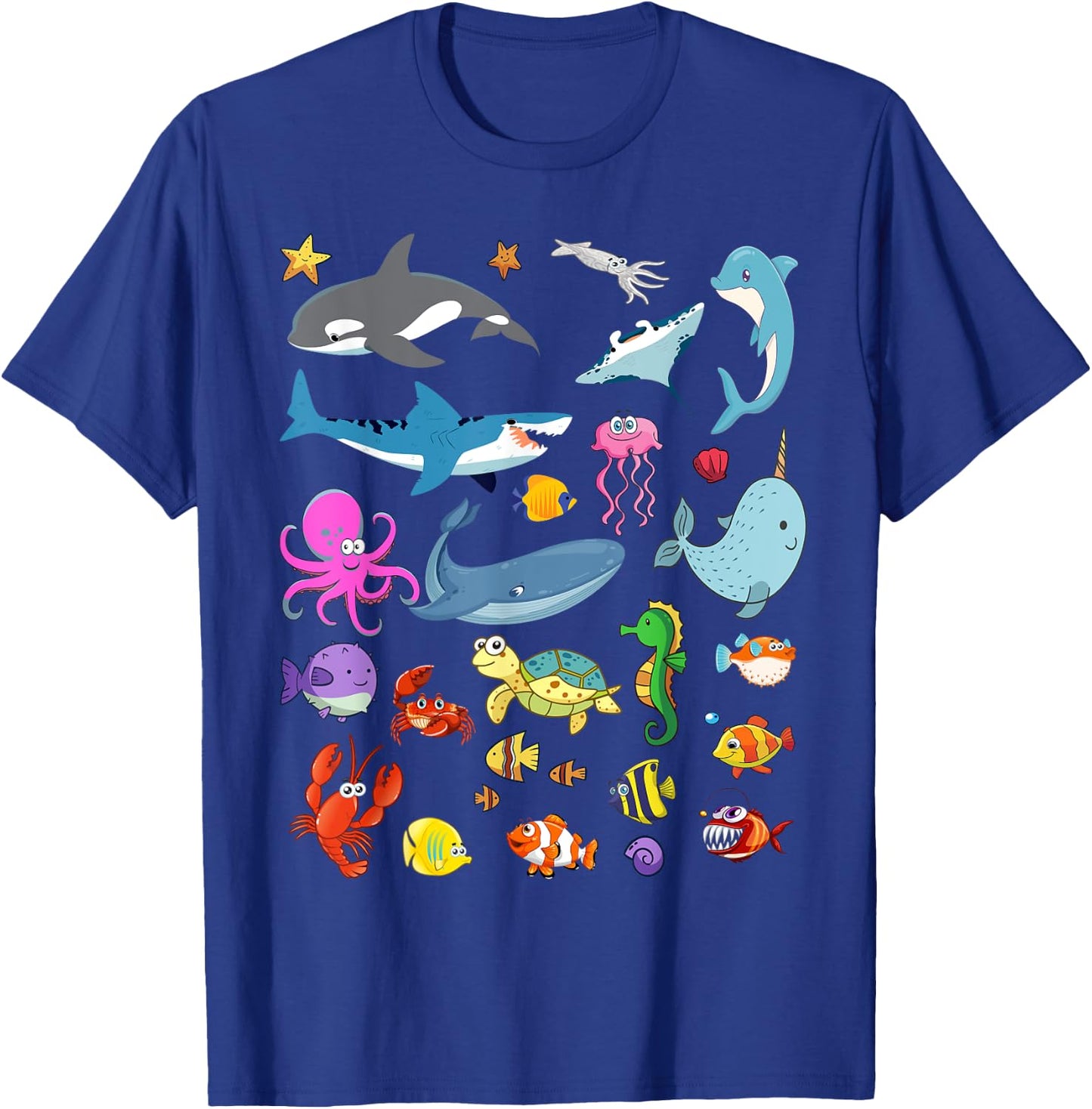 Funny Sea Animals Kids Children Ocean Creatures Clownfish T-Shirt - T-Shirt | Royal