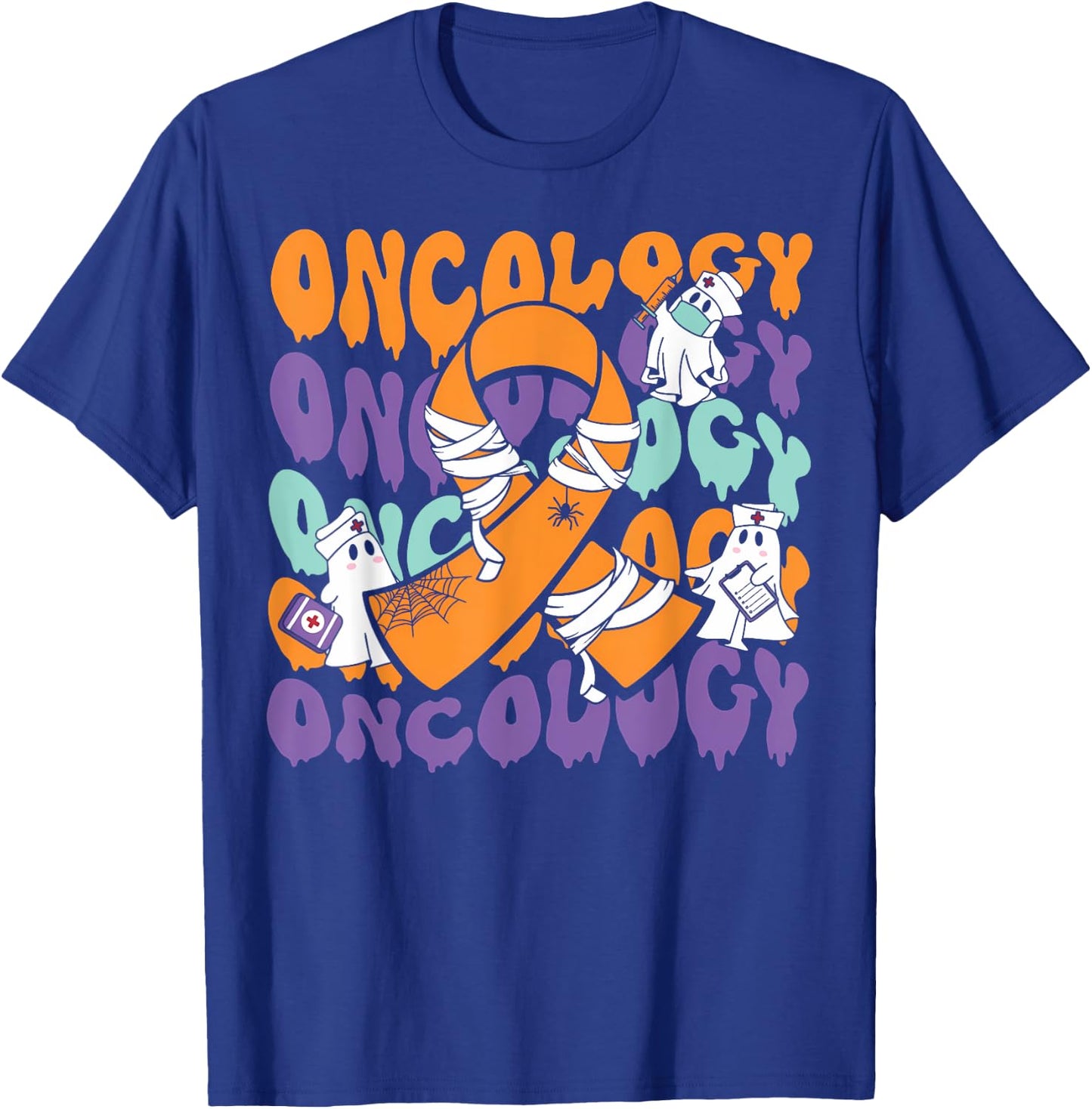 Oncology Nurse Halloween Ribbon Heme Onc RN Cancer Awareness T-Shirt - T-Shirt | Royal